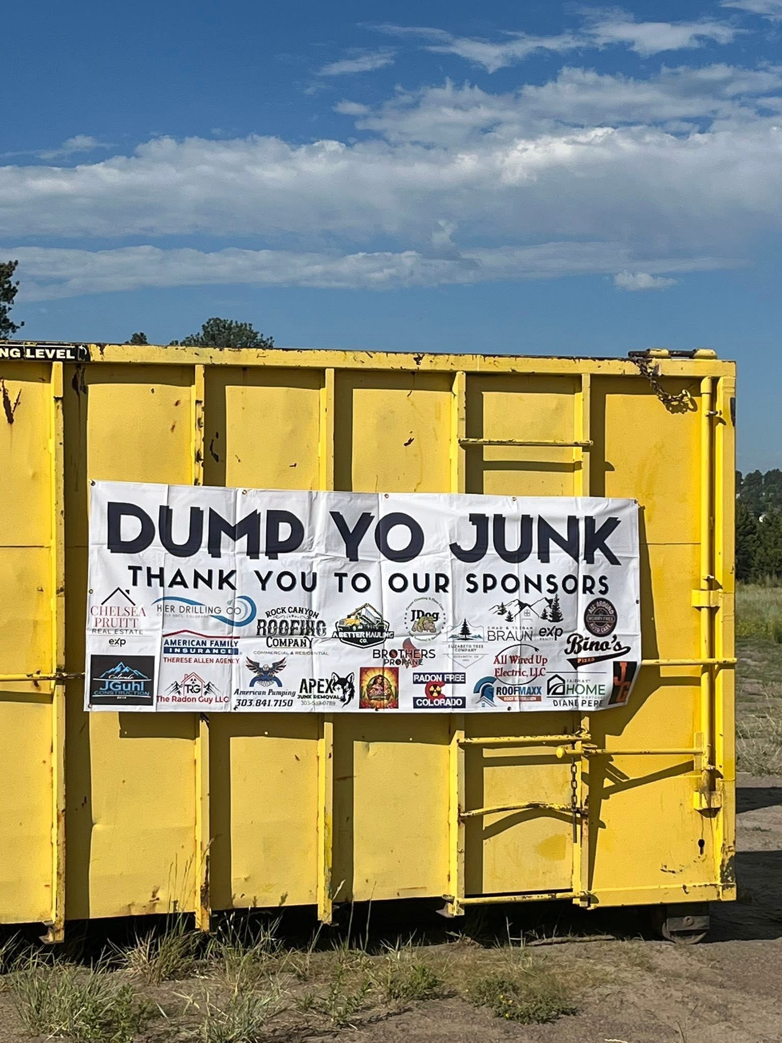 Dump Yo Junk — thank you to our sponsors banner