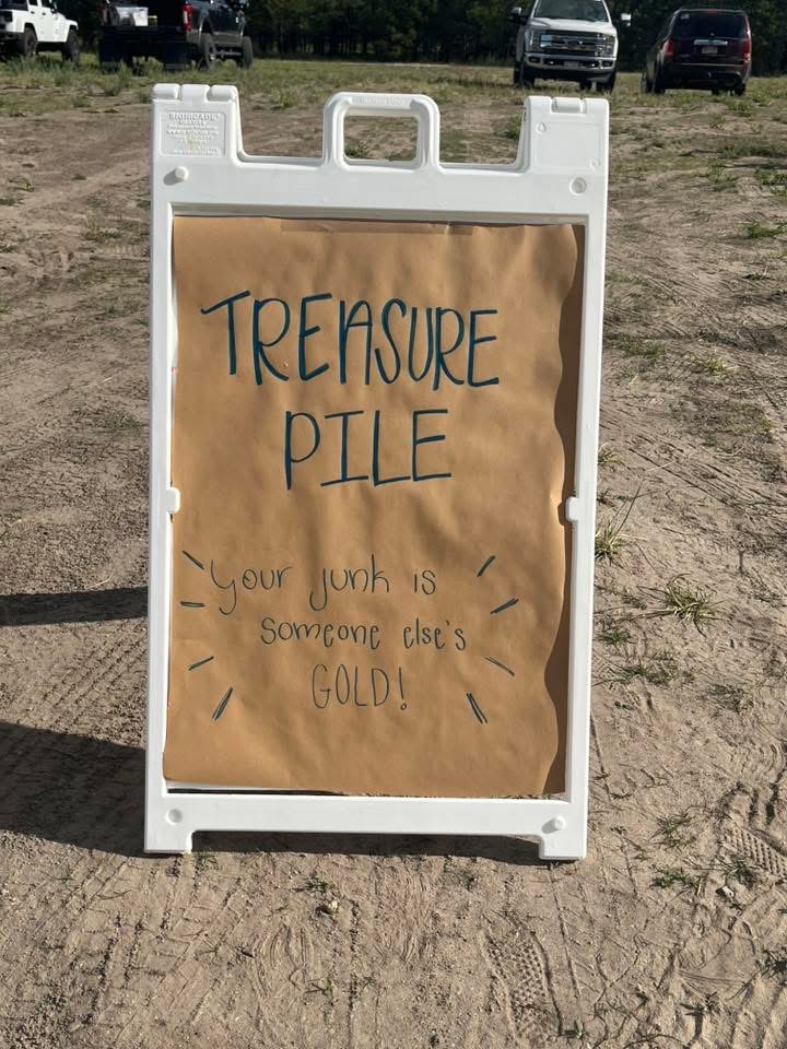 Treasure pile sign
